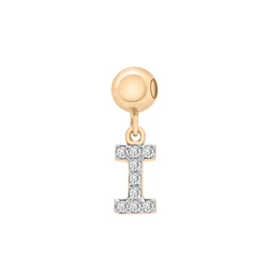 Diamond Accent I Initial Bead Charm in Vermeil