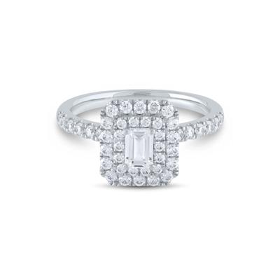 1 ct. tw. Diamond Emerald-Cut Double Halo Engagement Ring in 14K White Gold