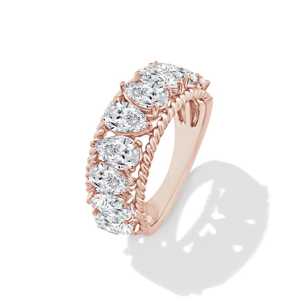 Lab Grown Diamond Alternating Pear-Shaped Anniversary Band in 10K Rose Gold (3 ct. tw.) – Image 4 of 4
