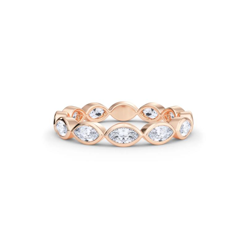 Lab Grown Diamond Bezel-Set Marquise True Eternity Band in 14K Rose Gold  – Image 1 of 5