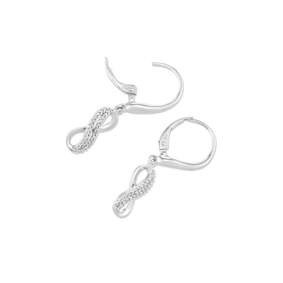 Diamond Double Infinity Drop Earrings in Sterling Silver (1/10 ct. tw.) – Image 2 of 2