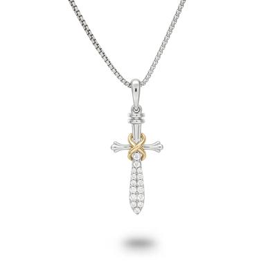 Men's Diamond Accent Sword Pendant Necklace in Sterling Silver (1/4 ct. tw.)