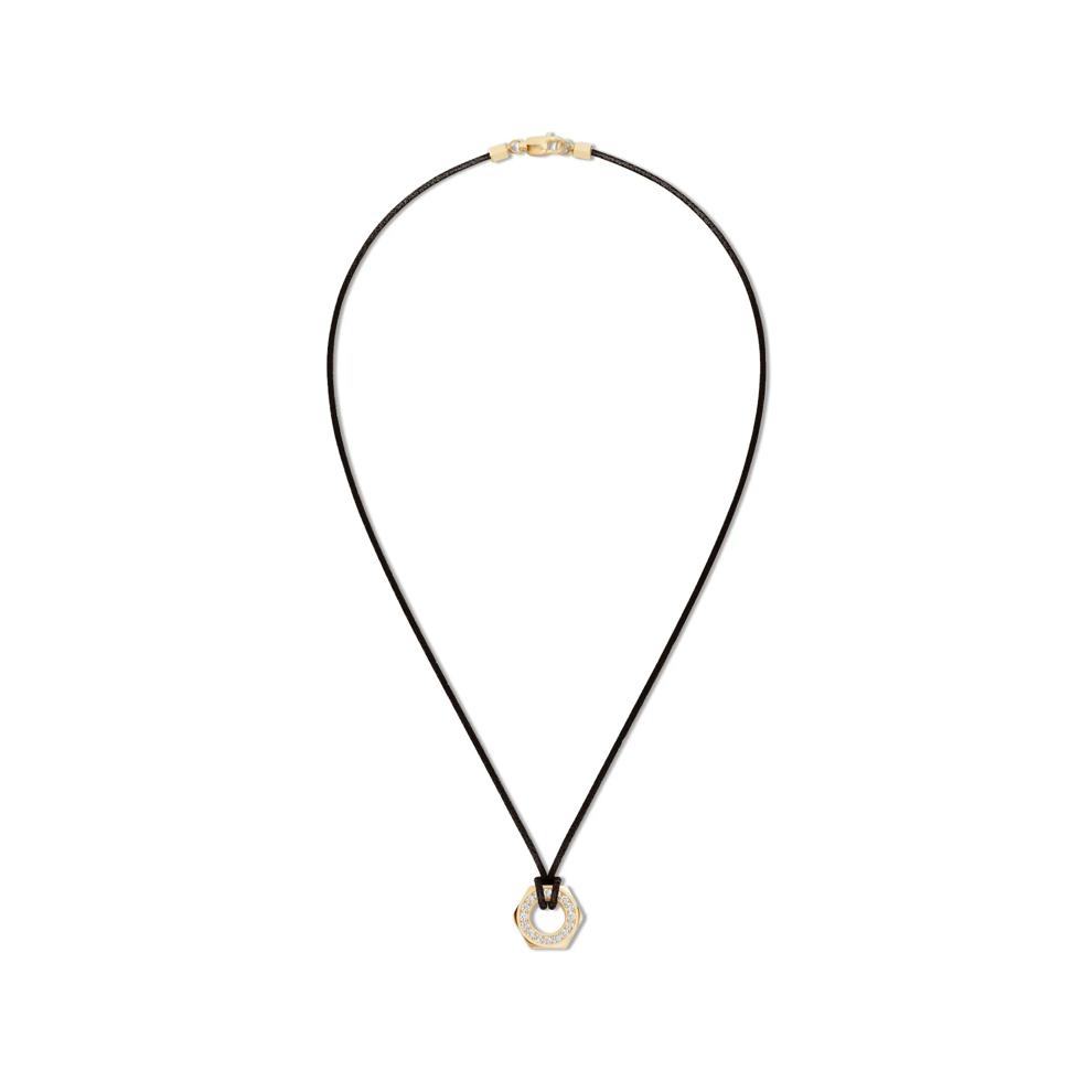 Men's Lab Grown Diamond Hex Nut Design Cord Pendant Necklace in 18K Gold Vermeil (1/2 ct. tw.) – Image 3 of 4