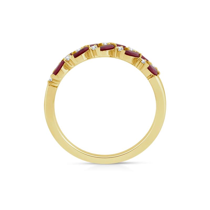 Ruby &amp; Diamond Band in 10K Yellow Gold &#40;1/8 ct. tw.&#41; – Image 2 of 3