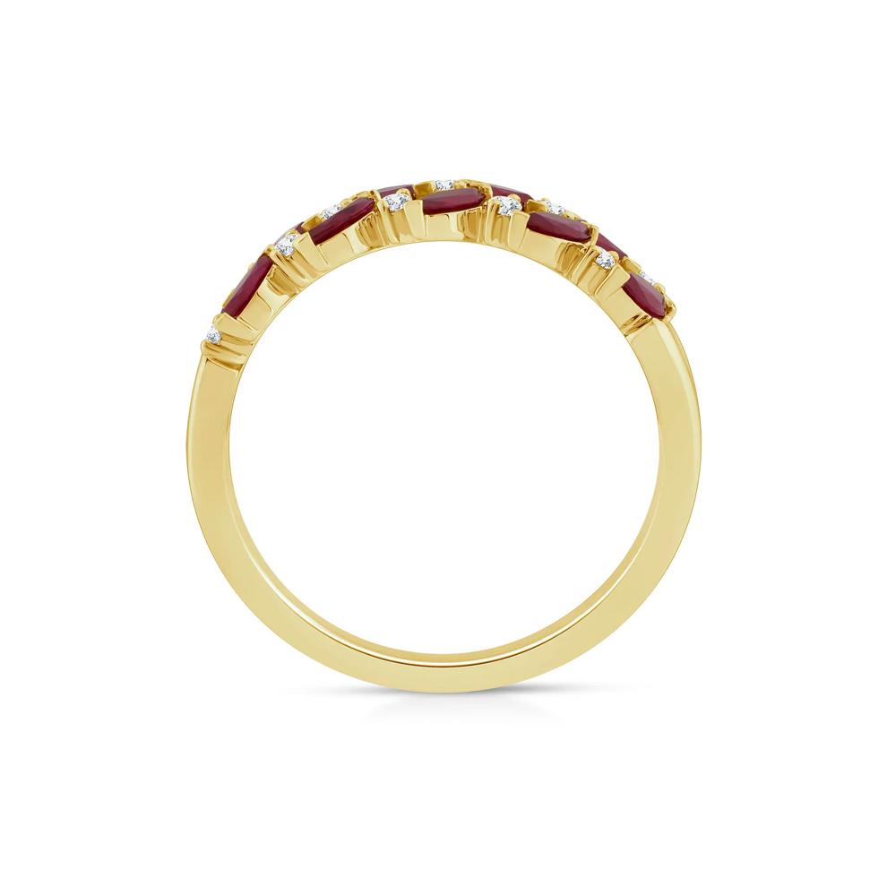 Ruby &amp; Diamond Band in 10K Yellow Gold (1/8 ct. tw.) – Image 2 of 3