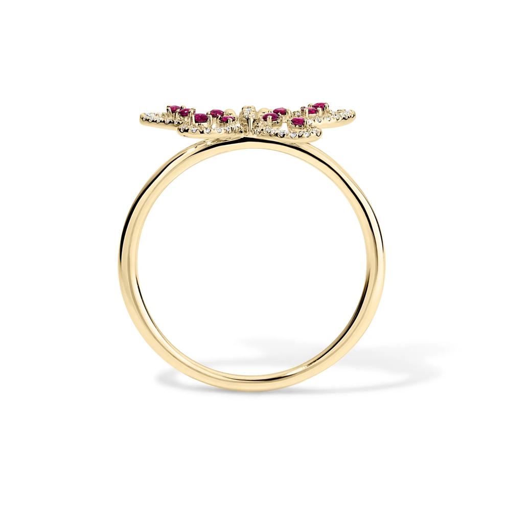 Ruby &amp; Diamond Butterfly Ring in 14K Yellow Gold (1/10 ct. tw.) – Image 2 of 4