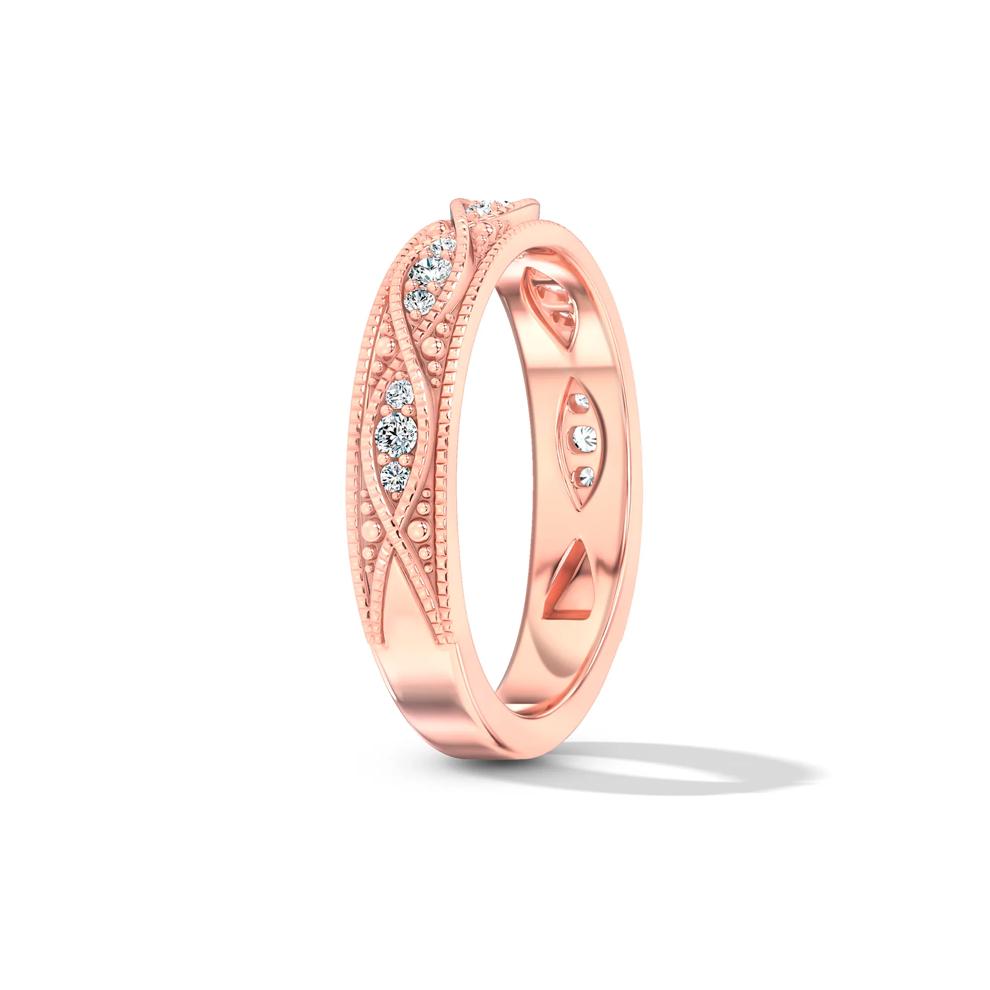 Lab Grown Diamond Vintage Anniversary Band in 10K Rose Gold (1/7 ct. tw.) – Image 3 of 4