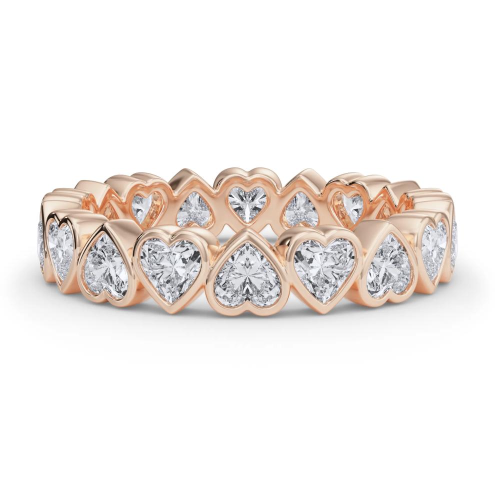 Lab Grown Diamond Heart Bezel Eternity Band in 14K Rose Gold (2 ct. tw.) – Image 1 of 5