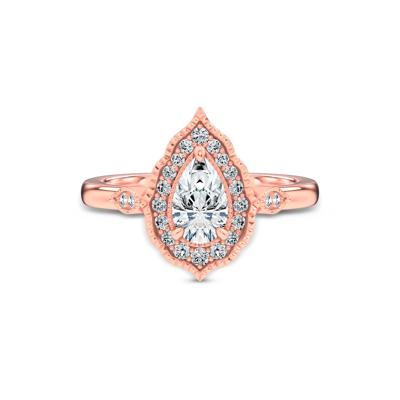 Diamond Pear-Shaped Halo Engagement Ring in 14K Rose Gold (3/4 ct. tw.)