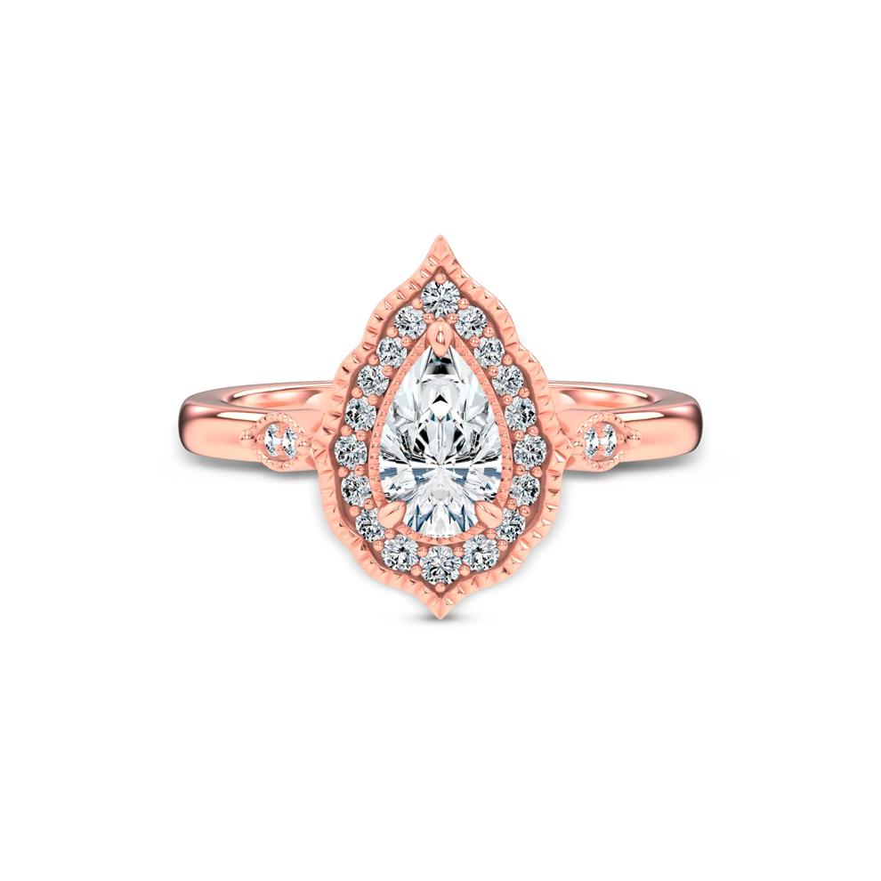 Diamond Pear-Shaped Halo Engagement Ring in 14K Rose Gold (3/4 ct. tw.) – Image 1 of 4