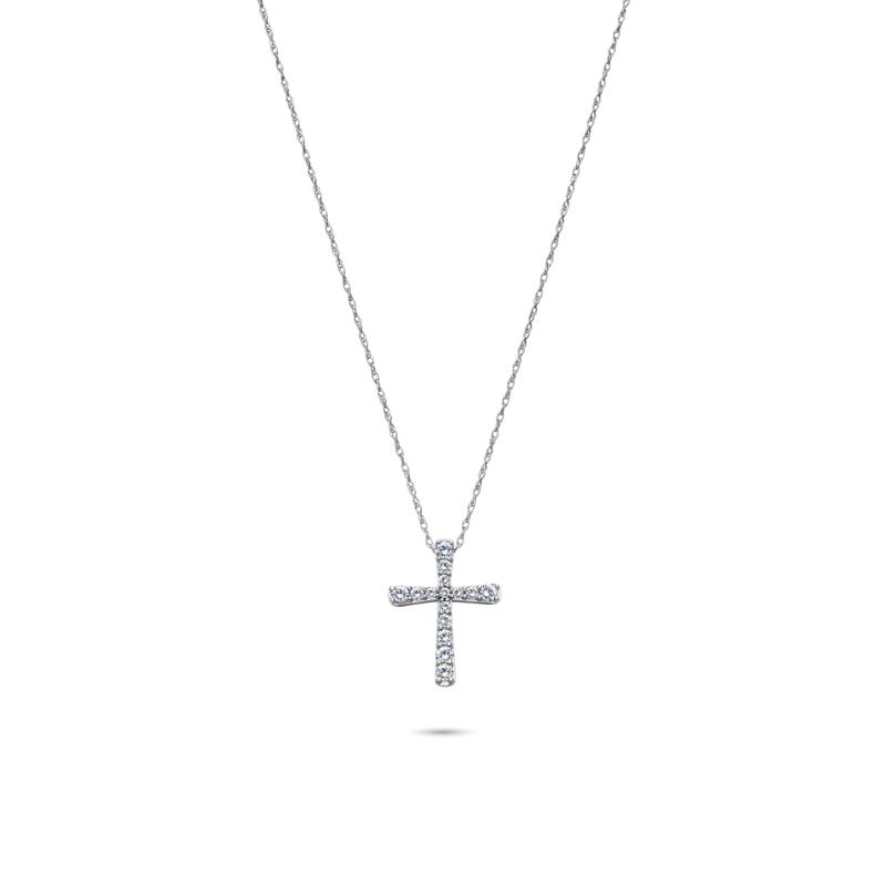 Diamond Flared Cross Pendant in 10K White Gold &#40;1/4 ct. tw.&#41; – Image 1 of 3