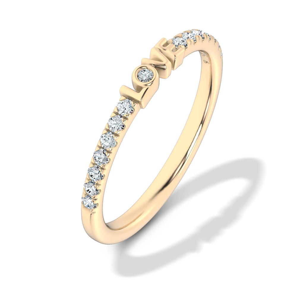 Diamond "Love" Stack Band in 10K Yellow Gold (1/7 ct. tw.) – Image 4 of 4