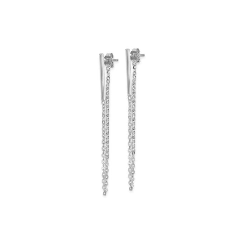 Twisted Bar &amp; Chain Drop Earrings in 14K White Gold – Image 2 of 2