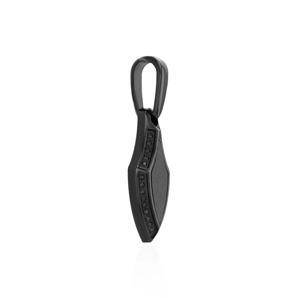 Black Diamond Arrow Charm Pendant Necklace in Stainless Steel with Black Ion Plating (1/7 ct. tw.) – Image 2 of 2