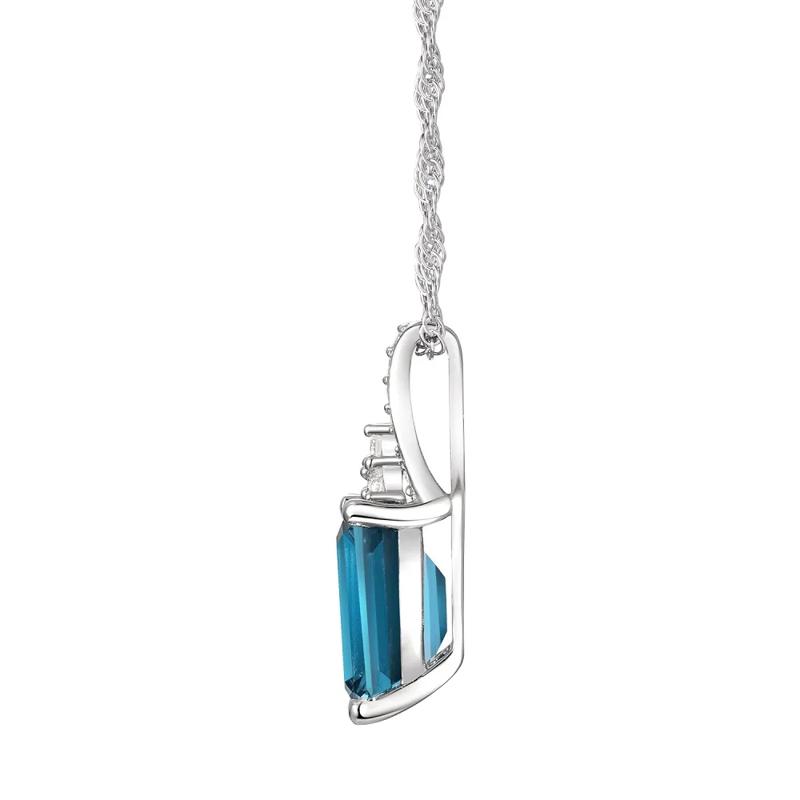 Emerald-Cut Blue Topaz Earrings, Pendant and Ring Set – Image 3 of 8