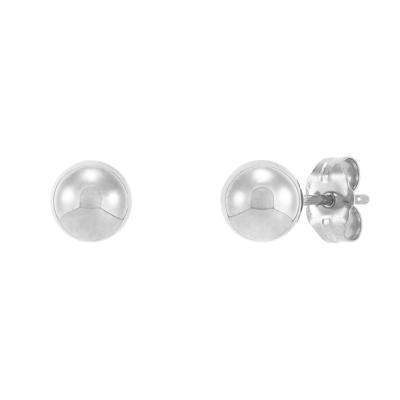 Polished Ball Stud Earring in 14K White Gold, 6MM
