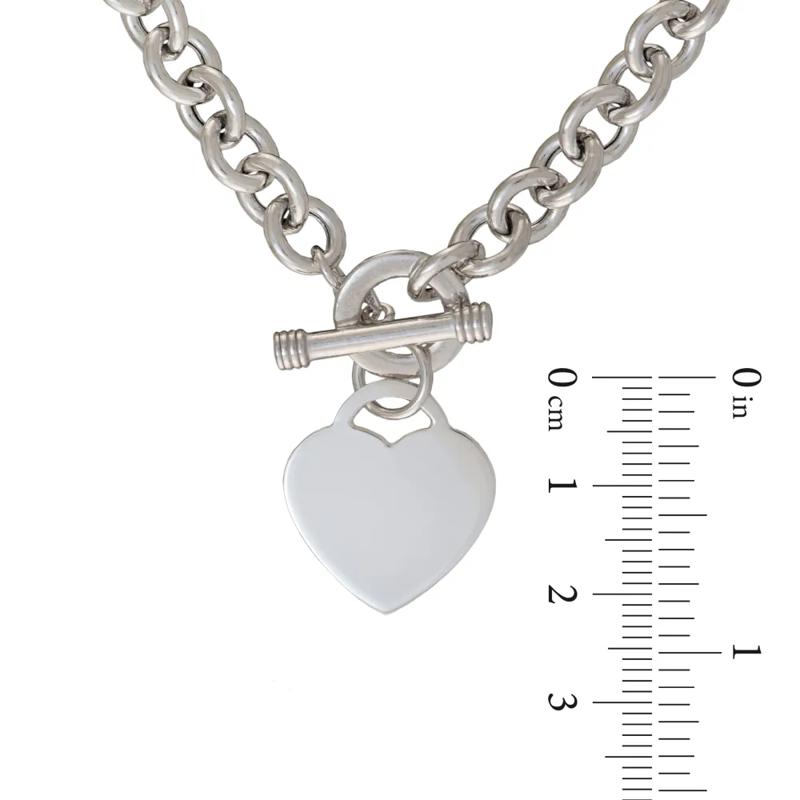 Heart Toggle Necklace with Rolo Chain in Sterling Silver, 17&rdquo; – Image 3 of 3