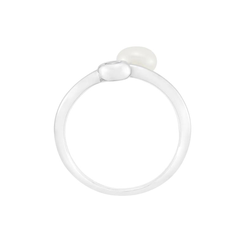 Freshwater Pearl and Lab-Created White Sapphire Ring in Sterling Silver – Image 2 of 4