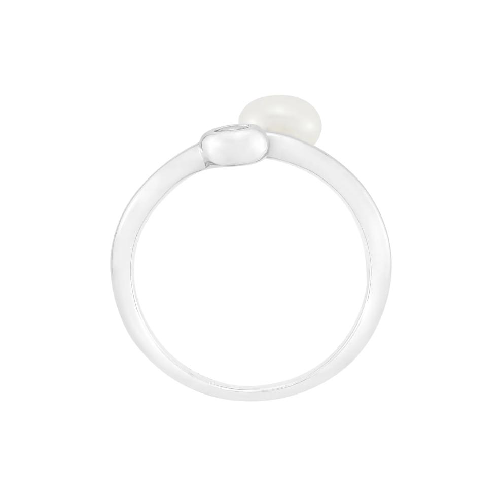 Freshwater Pearl and Lab-Created White Sapphire Ring in Sterling Silver – Image 2 of 4