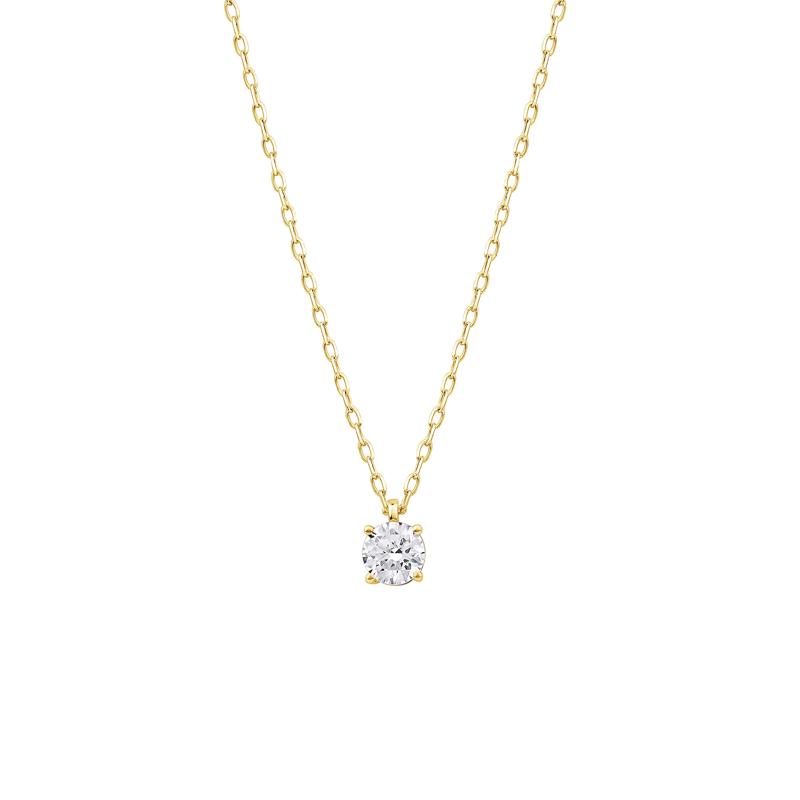Round Lab Grown Diamond Solitaire Pendant in 10K Yellow Gold (3/8 ct. tw.) – Image 1 of 3