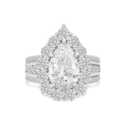 Lab Grown Diamond Pear-Shaped Center Engagement Ring in 10K White Gold (5 1/3 ct. tw.)