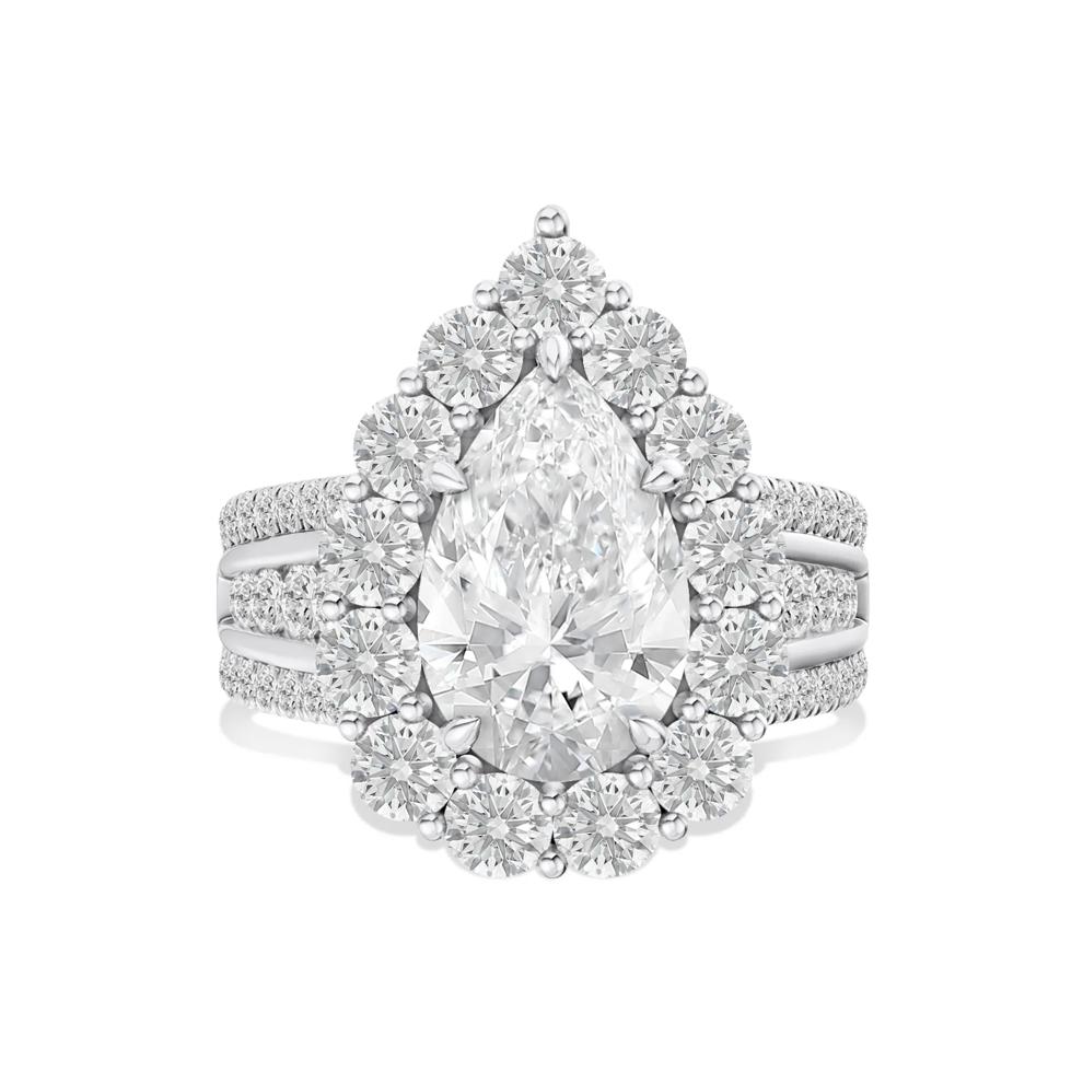 Lab Grown Diamond Pear-Shaped Center Engagement Ring in 10K White Gold (5 1/3 ct. tw.) – Image 1 of 4
