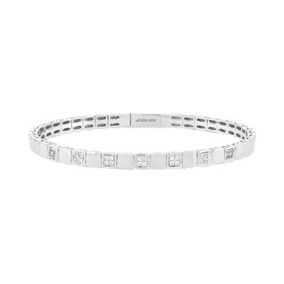 Lab-Created White Sapphire Flex Bangle Bracelet in Sterling Silver, 7.25"