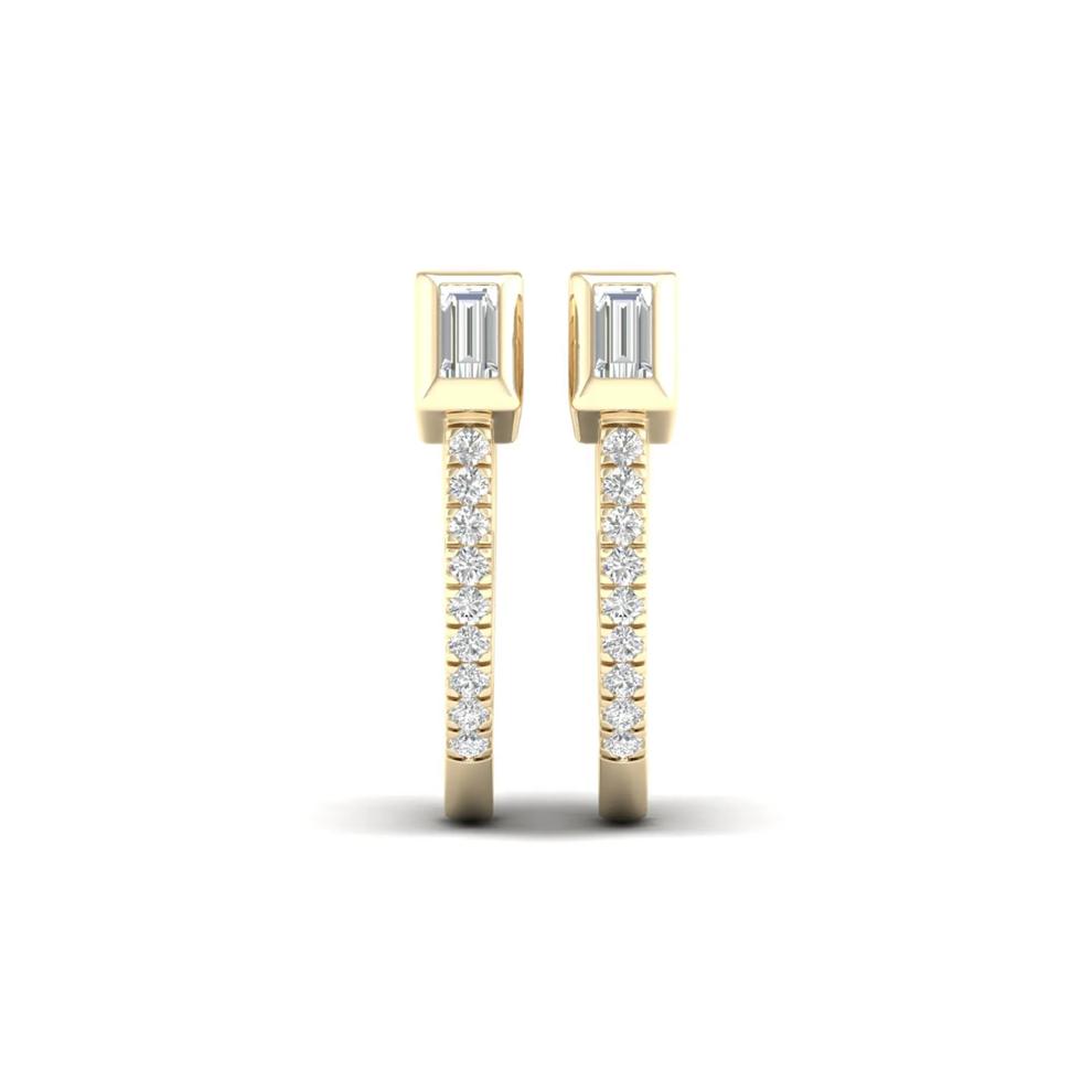 Baguette &amp; Round Hoop Earrings in 10K Yellow Gold (1/7 ct. tw.) – Image 3 of 3