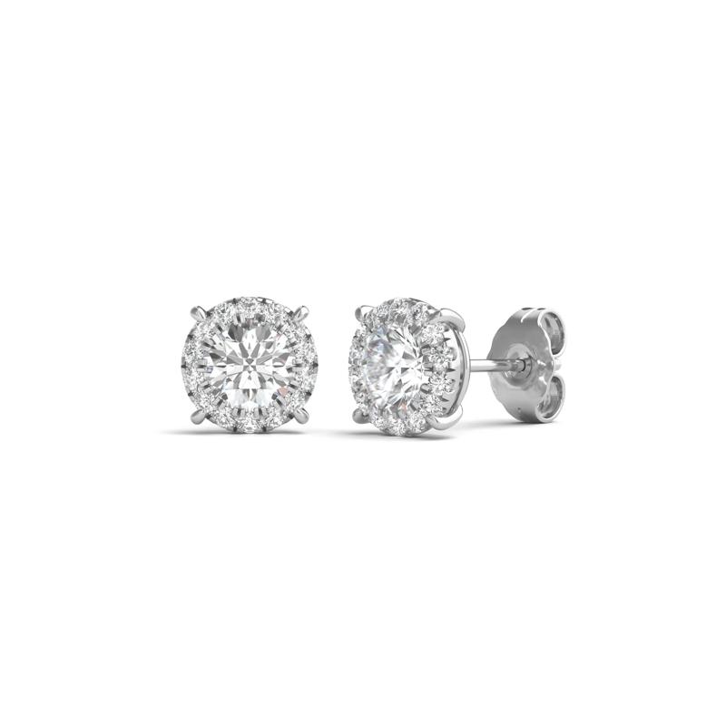 Lab Grown Diamond Round Halo Earrings in 14K White Gold &#40;1 ct. tw.&#41; – Image 1 of 1