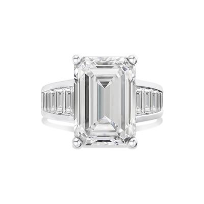 Lab Grown Diamond Emerald-Cut Center Engagement Ring in 14K White Gold (9 1/2 ct. tw.)