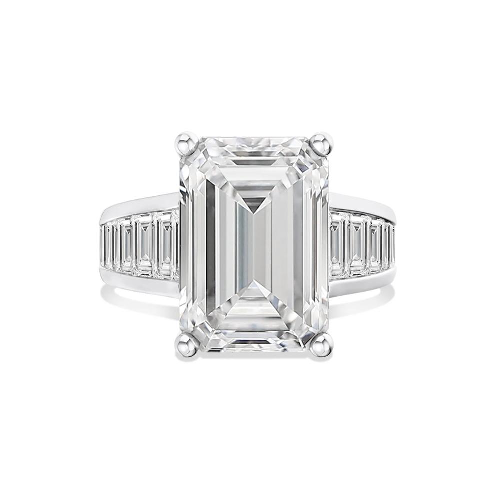 Lab Grown Diamond Emerald-Cut Center Engagement Ring in 14K White Gold (9 1/2 ct. tw.) – Image 1 of 4