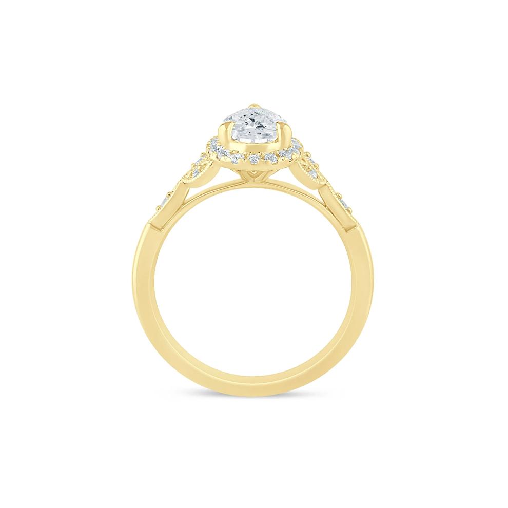 Sarah Lab Grown Diamond Pear-Shaped Halo Engagement Ring in 14K Yellow Gold (1 1/7 ct. tw.) – Image 2 of 3