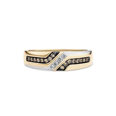 Men's Brown and White Diamond Ring in 10K Yellow Gold (1/4 ct. tw.)