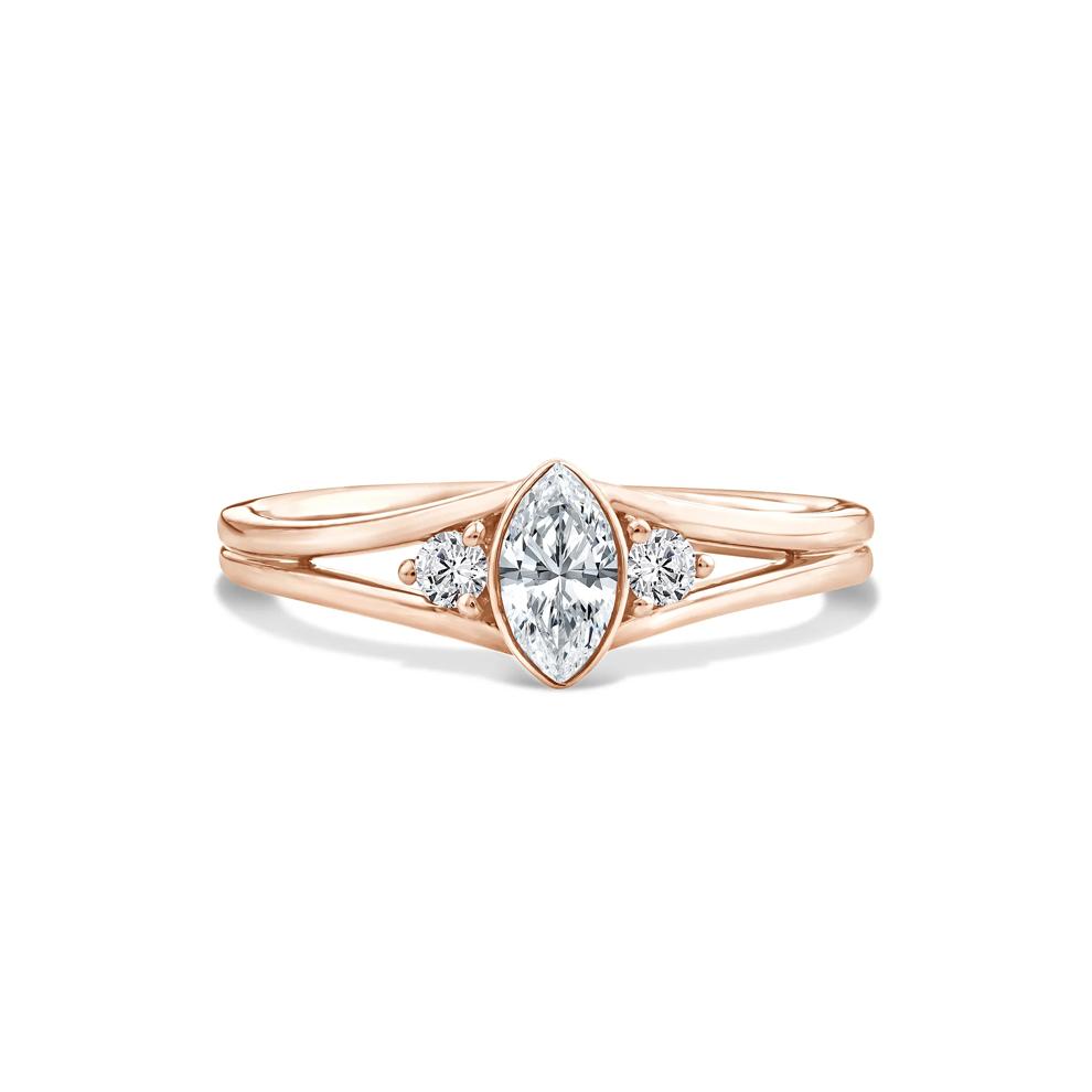 Lab Grown Diamond Marquise Center Promise Ring in 10K Rose Gold (3/8 ct. tw.) – Image 1 of 4
