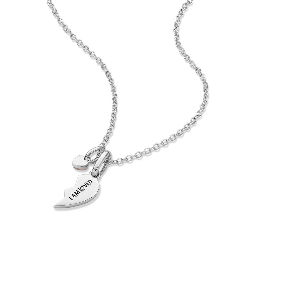 Lab Grown Diamond Accent Best Friend "BE FRI" Half Heart Pendant in Sterling Silver &amp; 10K Rose Gold – Image 5 of 5