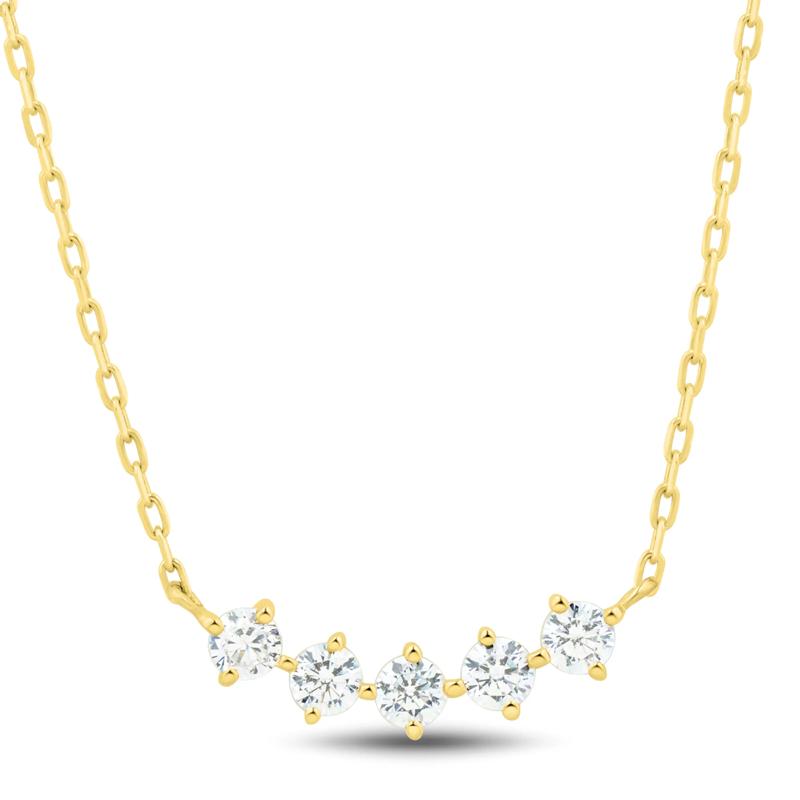 Lab Grown Diamond Five-Stone Necklace in 10K Yellow Gold &#40;1/5 ct. tw.&#41; – Image 1 of 5