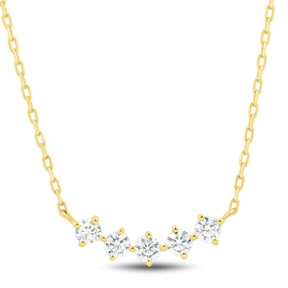 Lab Grown Diamond Five-Stone Necklace in 10K Yellow Gold (1/5 ct. tw.) – Image 1 of 5