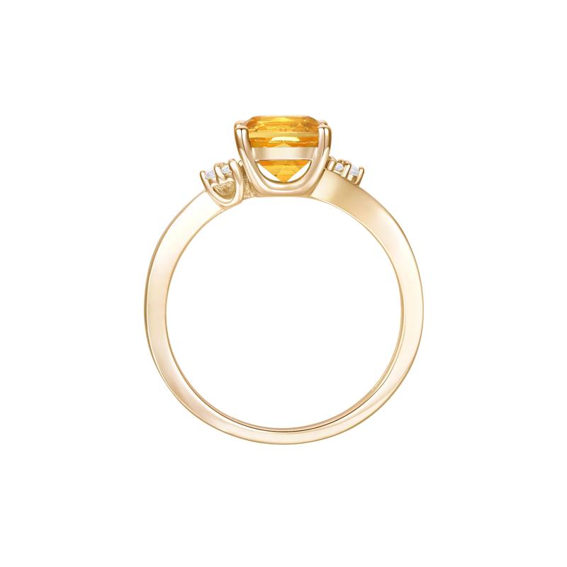 Citrine and Diamond Accent Ring in 10K Yellow Gold – Image 2 of 3
