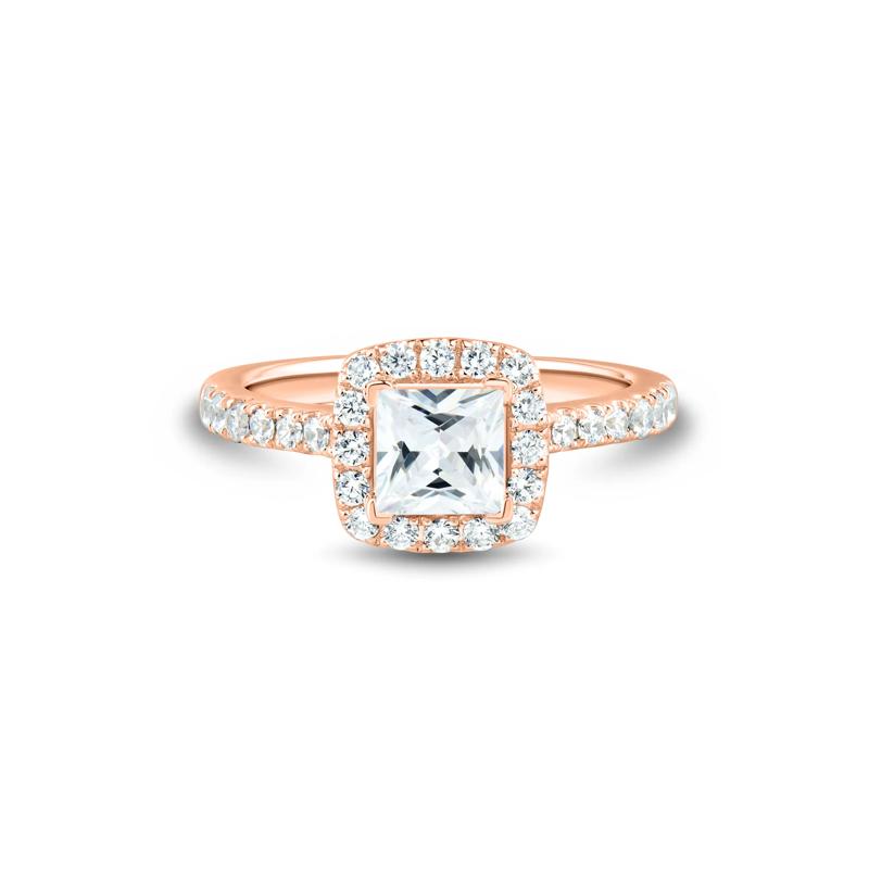 Lab Grown Diamond Princess-Cut Halo Engagement Ring in 14K Rose Gold &#40;1 1/2 ct. tw.&#41; – Image 1 of 3