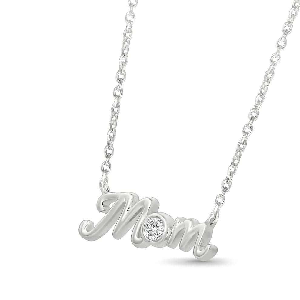 Diamond Accent Mom Pendant Necklace in Sterling Silver – Image 3 of 4