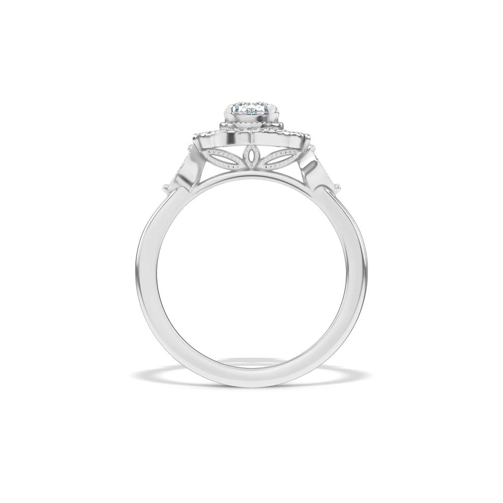Diamond Pear-Shaped Center Halo Engagement Ring in 14K White Gold (3/4 ct. tw.) – Image 2 of 4