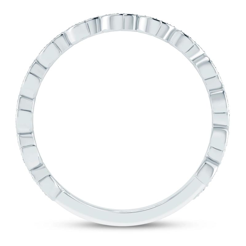 Lab Grown Diamond Floral Stack Anniversary Band in 10K White Gold (1/7 ct. tw.) – Image 2 of 3