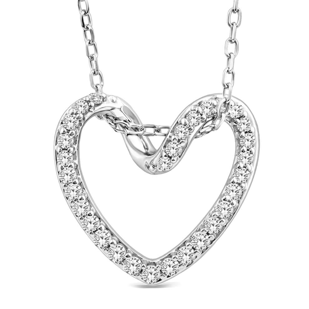 Lab Grown Diamond Heart Pendant in 10K White Gold (1/5 ct. tw.) – Image 1 of 3