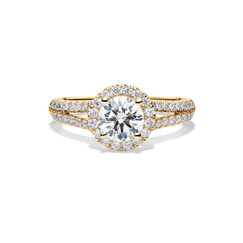 Lab Grown Diamond Halo Engagement Ring in 14K Yellow Gold &#40;1 1/2 ct. tw.&#41; – Image 1 of 4