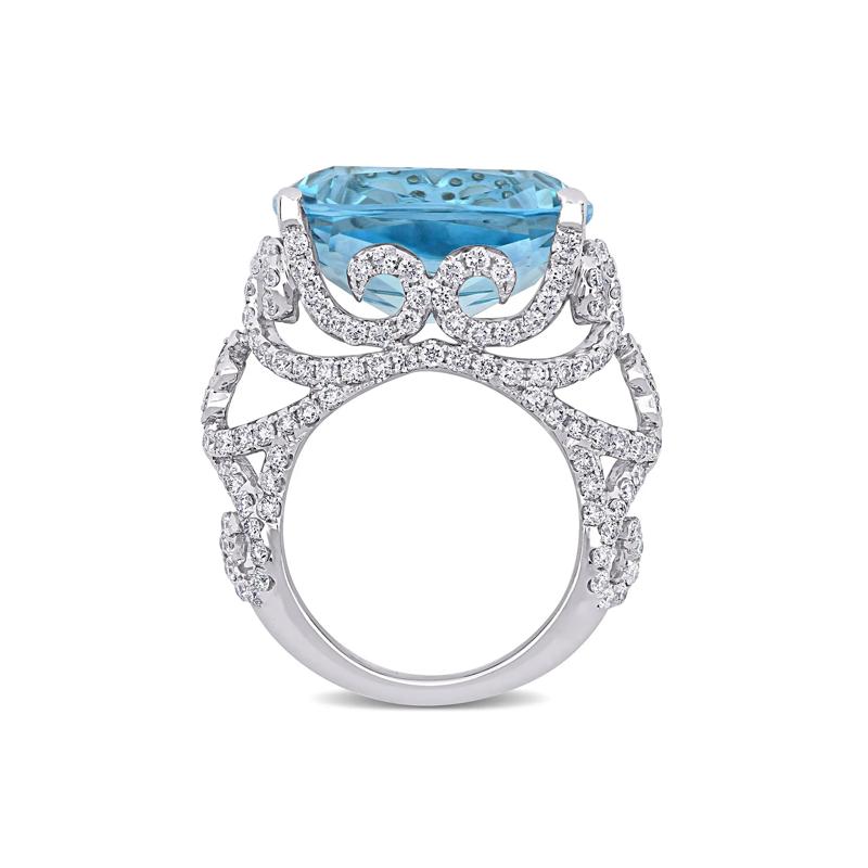 Sky Blue Topaz and Diamond Ring in 14K White Gold &#40;2 1/3 ct. tw.&#41; – Image 2 of 7