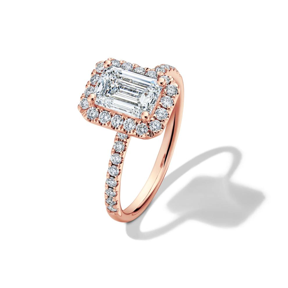 Lab Grown Diamond Emerald-Cut Halo Engagement Ring in 14K Rose Gold (2 ct. tw.) – Image 4 of 4