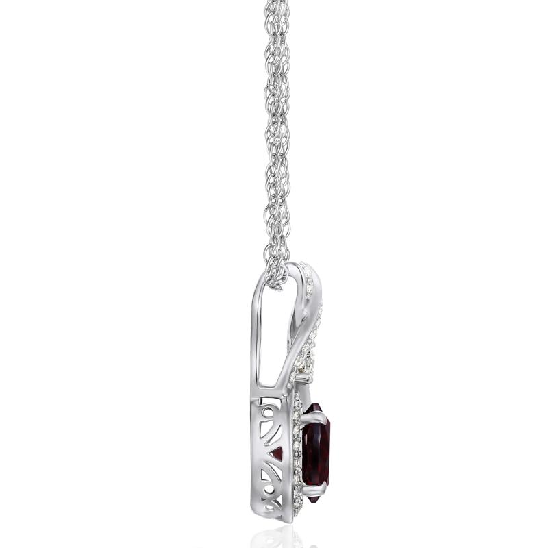 Garnet and Lab-Created White Sapphire Pendant in Sterling Silver – Image 2 of 3
