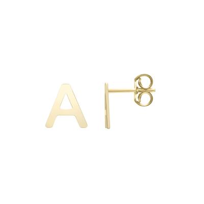 Initial Stud Earrings Letter in 14K Yellow Gold