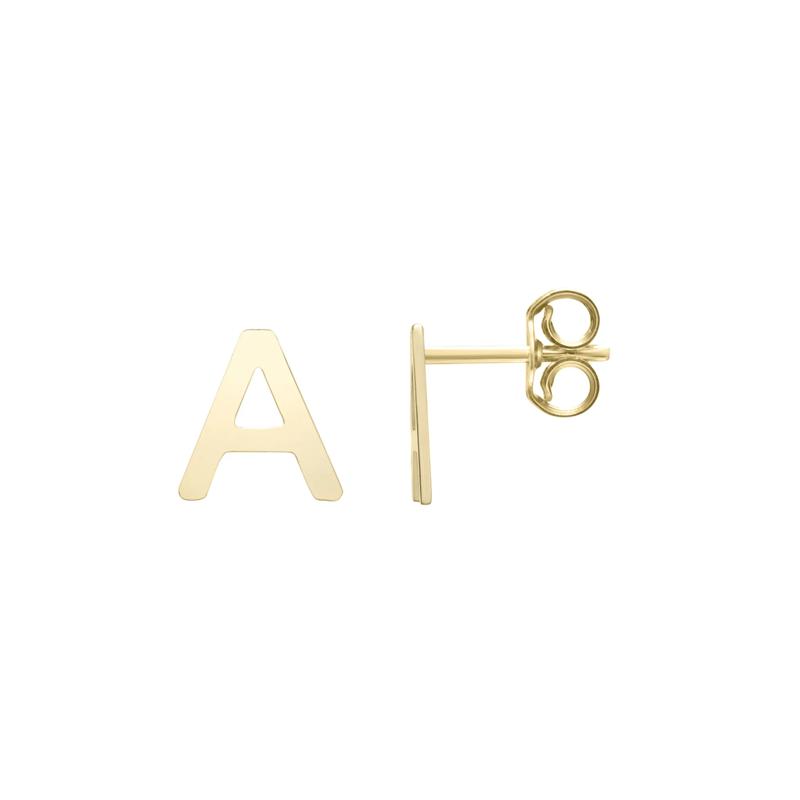 Initial Stud Earrings Letter &ldquo;A&rdquo; in 14K Yellow Gold – Image 1 of 1