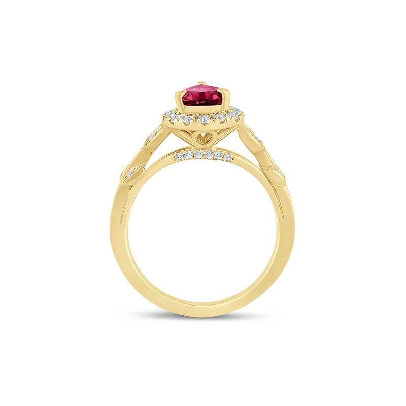 Ramona Rhodolite Garnet and Lab Grown Diamond Engagement Ring in 14K Yellow Gold &#40;1/3 ct. tw.&#41; – Image 2 of 3